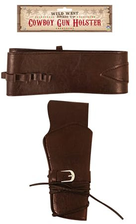 Henbrandt Adult’s Cowboy Gun Holster and Belt 2-Piece Sheriff Wild West Cowboy Rancher Fancy Dress Halloween Cosplay Fancy Dress Costume Accessories Set for Men and Women