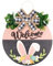 Makramee Blumenampel Hase, Willkommens-Türhänger, ländliches -Holzkranz-Schild Hängeampel Schwarz (Pink, One Size)