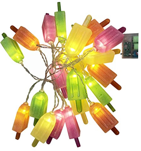 Ciieeo 2 Stück Schnur Eiscreme-lichterketten Batteriekerzen Flackern Lichter Für Die Raumdekoration Sommerfest Hängende Dekoration Ornament Batterien Für Lichterketten Eisstange Plastik