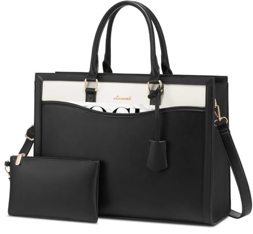 LOVEVOOK Borsa per computer portatile da 15,6 pollici, colore nero, da donna, grande shopper in pelle, borsa da lavoro, borsa a tracolla, borsa a tracolla, borsa a tracolla, borsa per insegnanti