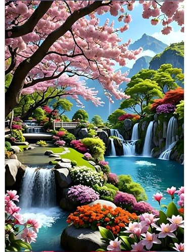 MEIYUDA Diamond Painting Erwachsene Diamant Bilder Blumen, Landschaft 5D DIY Diamant Painting Bilder Diamond Painting Set, Bastelset Erwachsene Kinder Malerei für Home Wand Décor 30x40cm