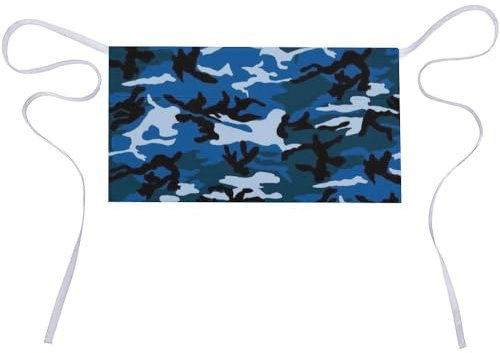 JiuPopular Delantal corto, delantal de cintura de camuflaje azul, delantal de trabajo con 3 bolsillos, ver fotos, 30x60cm