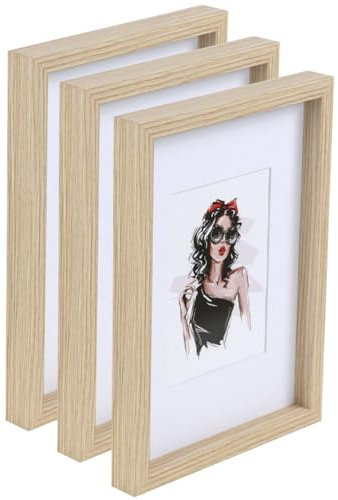 IDEAL TREND 3er 5er Set Holz Bilderrahmen Bilder Foto Rahmen Fotorahmen Wanddeko Collage Poster HR-15: Farbe: 3er Pack Natur | Format: 40x60