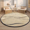 Freyamy Plüsch Teppich Rund 160cm Khaki Schwarz Streifen Linie Teppiche Modern Designer für Wohnzimmer Outdoor Teppich Rund Dekorative Schlafzimmer Kurzer Terrassen Runder Haustierteppich