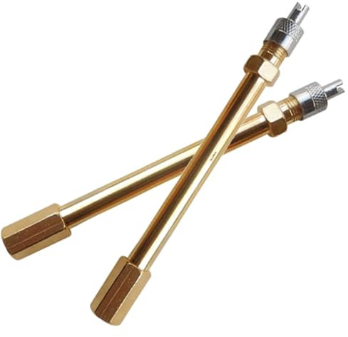 CLKE Ventilverlängerung Autoventil 2 Stück 10 cm, Geeignet für E-Scooter, Auto, LKW und Fahrrad, Mit Rückschlagventil, Ideal für Aufblasbare Reifen, Gold