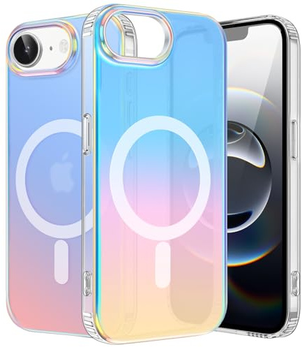 ÁRBOLORO Magnetisch Hülle für iPhone 16e 6,1 Zoll Kompatibel mit MagSafe, Irisierend Farbverlauf Handyhülle Stoßfeste Kratzfest Holografisch Case Farbwechsel Effekt Matt Bunt Schutzhülle