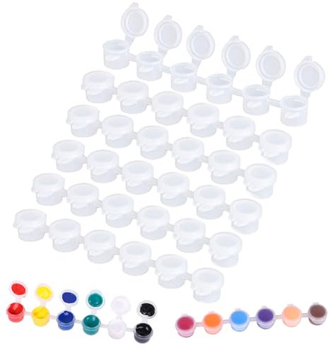 ShigKeu 36Pcs Empty Paint Pots with Lids 5ml/0.17oz Paint Storage Containers Plastic Mini Paint Pots Strips Small Empty Paint Cups Pots for Art Paintings