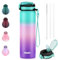 SLUXKE Edelstahl Trinkflasche Edelstahl Sport mit Strohhalm Deckel 700 ml, BPA-Frei Auslaufsichere Isolierte Trinkflasche, doppelwandig Metall Thermosflasche auslaufsicher für Sport, Reise