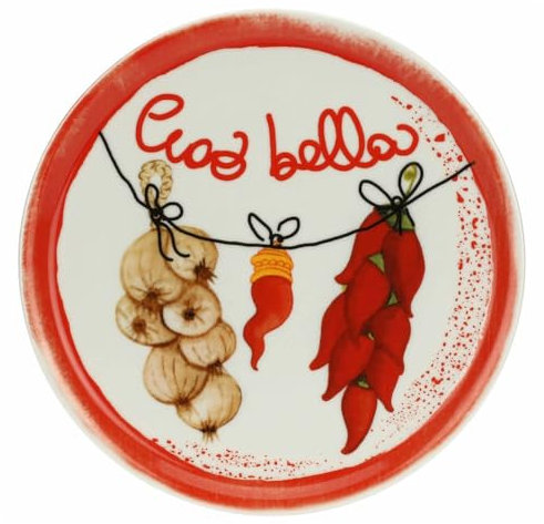 Rose & Tulipani Piatto Pizza Napoli Ciao Bella in Porcellana Aumm D31 cm