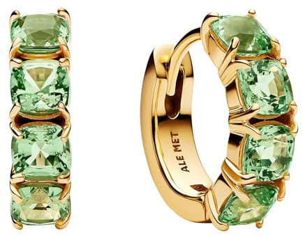 Pandora Timeless Grüne Creolen-Ohrringe aus 14 Karat Vergoldetem Sterling Silber mit Zirkonia, 263851C01