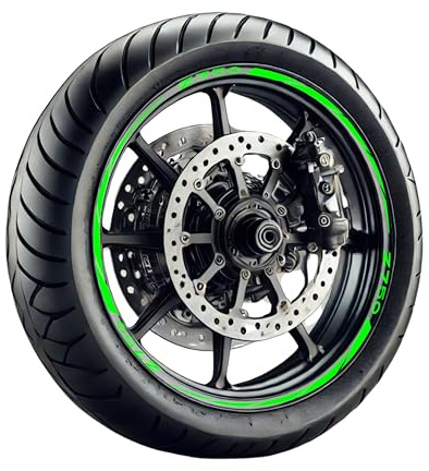 Adesivi Cerchi Moto Set Completo per 2 Ruote Strisce Cerchi Custom Verde Disponibile in Vari Colori Compatibili Con Modello Kawasaki Z750