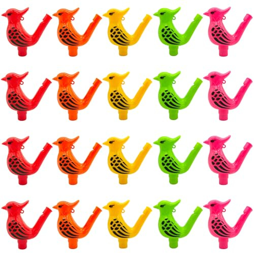 Niuhong 20 Pcs Vogelpfeifen Wasser Füllbar Lustige Vogel Pfeife Kinder Geräuschmacher Farbe Kunststoff Partykrachmacher Set Niedliche Spielen Musikspielzeug Geburtstag Geschenke Karneval (B)