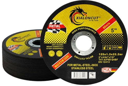 NUTKIT 26PCS Disque Découper pour Meuleuse d'Angle, Disque a Tronconner 125 | Disque à Tronçonner 125 Metal, 125 X 1,2 mm Disque de Coupe, Disques de Meuleuse D'angle, Pour Métal,Acier Inox,Fer,Aluminium