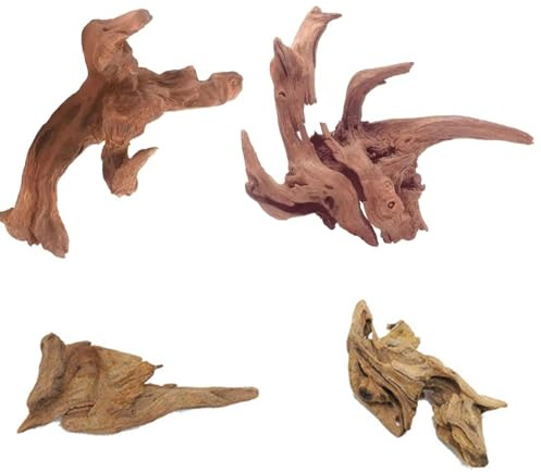 PacuM 4 Pcs Driftwood for Aquarium Fish Tank Wood Natural Aquarium Wood | Smooth Burr-free Fish Tank Decorations Driftwood Pieces Small for Aquascaping Micro-aquariums Hardscape