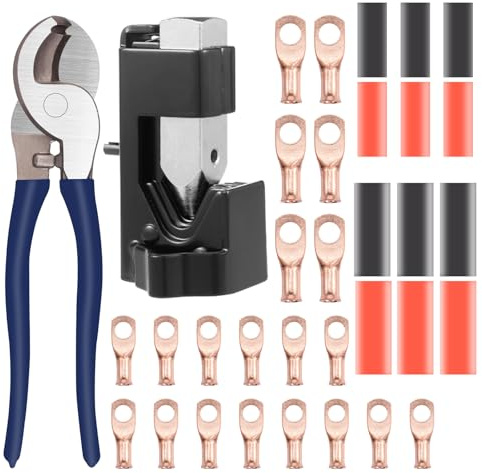 Lug Crimper Tool Set Heavy Duty Battery Cable Crimping Tool Battery Cable Lug Crimper Terminal Crimp Plier Wire Cutter for Heavy Duty Wire Lugs, Battery Terminal, Copper Lugs