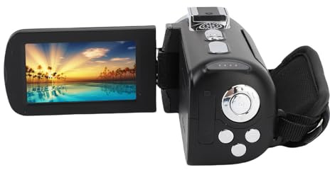 Fockety 4K-Videokamera zum Filmen, Full HD 64MP WiFi-Camcorder, 3,0 Zoll große, 180° drehbare Vlogging-Kamera mit LED-Fülllicht, Digitalkamera für Reisen und Live-Streaming