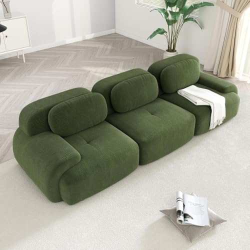 RVUEM Modulares Ecksofa In Wolkenform, Sofa Ohne StüTze, üBergroßEs L-FöRmiges Sofa, FüR Kleine RäUme, Sofas Mit Tiefer SitzfläChe Aus Cord, Die Nicht Montiert Werden MüSsen,D,3Seater