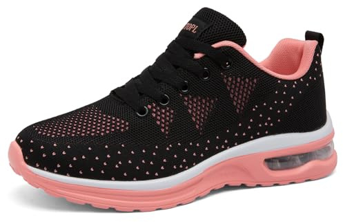 NUTTOPL Baskets Femme Confort Outdoor Chaussures de Running Basket Tennis Jogging Gym Marche Léger Respirant Mode Sneakers Noir Rose 41 EU