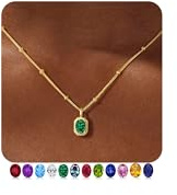 TINGN 14K Vergoldete Geburtsstein Kette Zierliche Vergoldete Ketten mit Blau Grünem Zirkonia Anhänger, Geburtstagsgeschenk für Frauen Schmuck