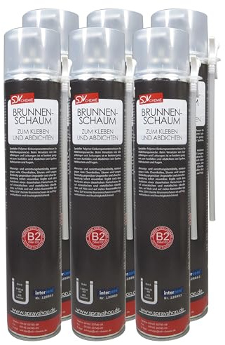 SDV Chemie Brunnenschaum B2 6x 750ml Montageschaum | Schachtschaum, Dämmschaum, Bauschaum