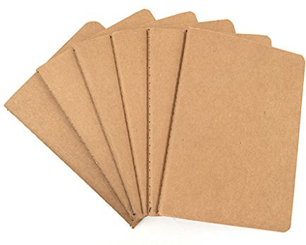 6 x Reisetagebuch, Tagebuch, Notizblock, A6 Größe und 30 Blatt (blanko Seiten)