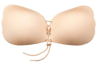 Bye Bra Lace-It Bra, Adhesive Bra, Push-up Bra, Self-Adhesive Bra, Sticky Bra, Strapless and Backless Bra, Cup A-E, Beige/Black/White (UK, Cup & Band, D, Standard, Beige)