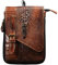 Le'aokuu Herren Verrückt Pferd Leder Tasche Freizeit Universität Schultasche Reisetasche Schultertasche Messenger Bag 611 (611-1 Krokodil Kamel-Größ)