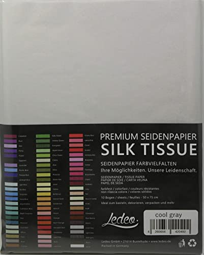 Premium Seidenpapier farbig Silk Tissue - 10 Blatt (50 x 75 cm) - Farbe auswählbar (cool Gray)