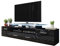 Mirjan24 TV Schrank Agnes, TV Lowboard mit 2 Türen und 2 Schubladen, fronten in Hochglanz, TV-Bank Fernsehschrank, Sideboard Tisch (schwarz/schwarz Hochglanz, mit weißer LED Beleuchtung)
