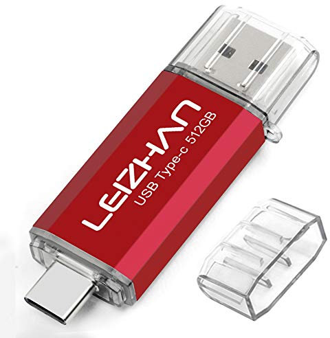 LEIZHAN USB Stick 512GB Type C Memory Stick OTG Speicherstick 2-in-1 Flash Drive USB 3.0 Pen Drive für PC/Laptop/Notebook, und andere USB-C (512GB,Black)