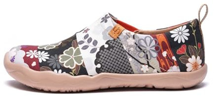 UIN Zapatillas sin Cordones Negras Mujer Zapatillas de Lona para Caminar de Lona Zapatos Holgados Ligeros Zapatos de Viaje Zapatos de Vela Hana