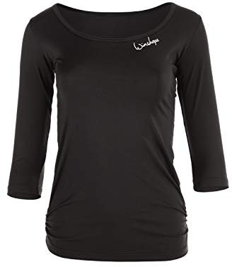 WINSHAPE Damen Super Leichtes Functional 3/4-arm Aet107, Slim Style Fitness Yoga Pilates ¾-arm Shirt, Schwarz, XXL EU, 1 Stück