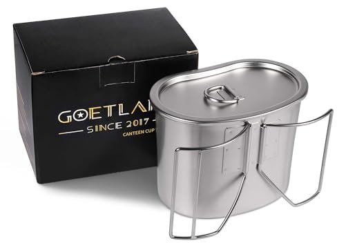 Goetland US Militar Acero Inox Taza de Cantimplora Militar 800 ml con Tapa Jarra Camping Accesorios