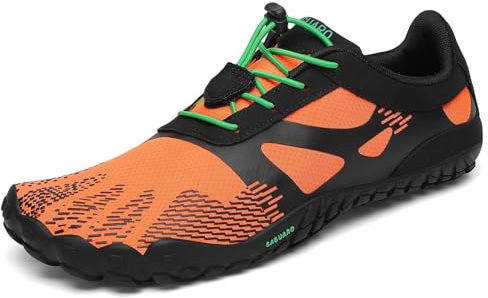 SAGUARO Barfußschuhe Herren Fitnessschuhe Damen Barfussschuhe Schnell Trocknend Traillaufschuhe Badeschuhe rutschfest Unisex Sommer Outdoor Kletterschuhe SchwarzOrange 40 EU