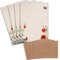 25 Briefbogen-Sets DIN A4 - Naturpapier Motiv Mohnblume mit gerippter Optik - mit Briefumschlägen DIN C6 in Kraftpapier Natur-Rosa Briefpapier bedruckbar ideal für Hochzeitseinladungen