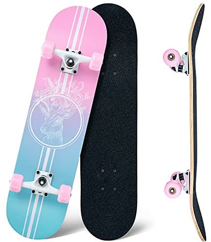 Skateboard, 31 x 8 Zoll komplettes Skateboard,8-lagiges Ahornholz, ABEC-11 Kugellager und 95A Rollen,Standard-Skateboards für Kinder, Jugendliche, Erwachsene, Anfänger