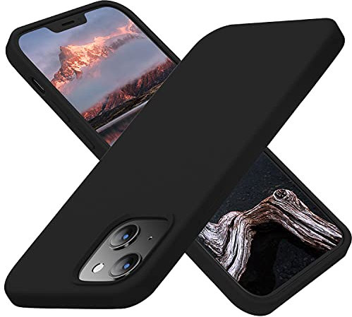 Cordking Designed for iPhone 13 Case, Designed for iPhone 14 Case, Silicone Ultra Slim Shockproof Protective Phone Case with [Soft Anti-Scratch Microfiber Lining], 6.1 inch, Black