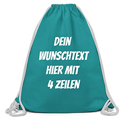 GERLINOVA Joli sac de gym personnalisable avec texte au choix - Sac de sport à imprimé soi-même, Turquoise., taille unique