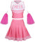 GRAJTCIN Cheerleader-Kostüm für Teenager und Damen, Halloween-Party, süßes Cheer-Outfit, bauchfreies Top, Pink, S
