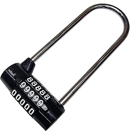 ROLSON QUALITY TOOLS 5 Digit Combination High Security Padlock with Long Shackle 120mm, Black/Silver