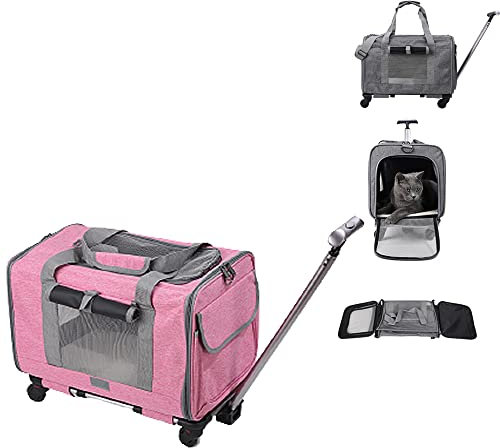Hundebox Faltbar Hundetransportbox Katzentransportbox Katzenbox Transportbox katzentasche, Transporttasche für Katzen und Hunde Pink 47X30X39cm