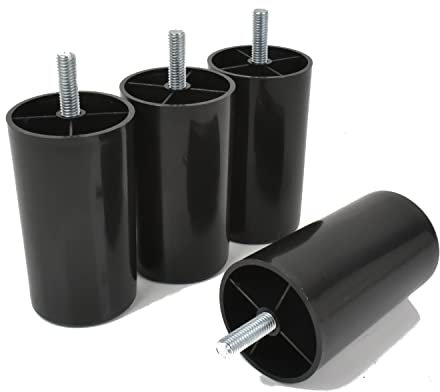 Prima-Online woplus 4X Füße aus Kunststoff Beine Möbelgleiterfuß Möbelfüße Möbelbeine Schrank Beine schwarz Plastik Höhe 90mm mit Gewindestift M8x25mm (90mm [4 Stück])