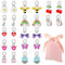 12 Paar Clip Ohrringe Set Mädchen Ohrclips Prinzessin Ohrklipser ohne Ohrloch Schmuck Zubehör Bunte Klipp Ohrringe mit Rosa Flusen Tasche für Kinder Party Mitgebsel Geburtstag Geschenk