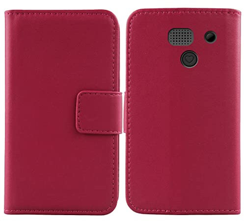 Bulbior Echt Leder Tasche Für Artfone C1+ Seniorenhandy 1.77 Hülle Handy Flip Lederhülle Handyhülle Brieftasche Kartenfächer Schutz Premium Case Cover Etui (Rosa)