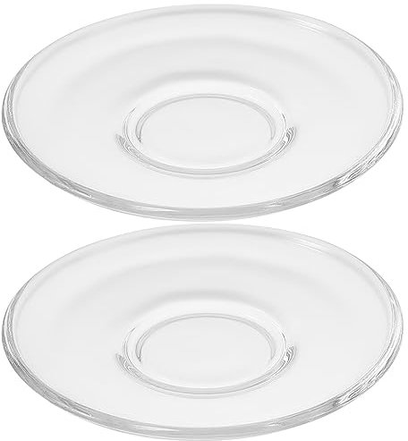 NUOBESTY 2 assiettes à café transparentes soucoupes rondes petites assiettes en verre assiettes à snack assiettes à café soucoupes vaisselle à café thé vaisselle pour la cuisine à la maison