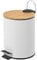 LOLAhome Papelera de pedal blanca de bambú y metal de 3 litros