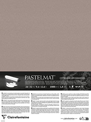 Clairefontaine 796019C - Pastelmat Laminated Paper - 5 Laminated Sheets Special Card for Dry Pastels - 24x32 cm 360g 1.8 mm - Dark Grey - Made in France