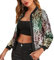 ORANDESIGNE Baseball Jacke Damen Pailletten Reißverschluss Langarm Jacken Frühling Herbst Kurze Jacke Outwear mit Taschen Frauen Retro Casual Baseball Bomberjacke Bikerjacke F Grün M
