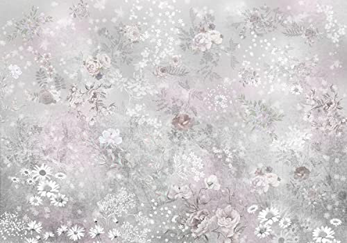 wandmotiv24 Fototapete Vintage Rosen Blüten, 200 x 140cm - selbstklebende Strukturtapete, Wanddeko, Wandbild, Wandtapete, grau rosa Blumen M6285