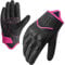Harssidanzar Womens Full Finger Goatskin Leather Touchscreen Motorcycle Gloves GL016,Pink/Black, Size S